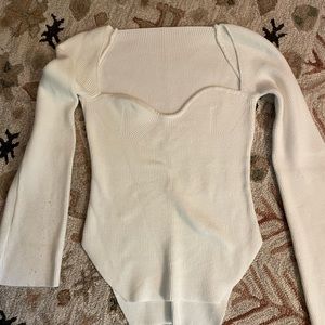 White Open Neck Sweater